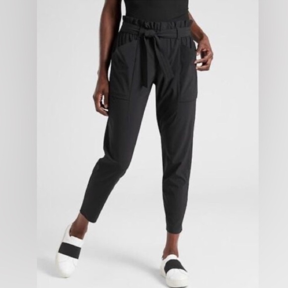 Athleta Pants - ATHLETA Skyline Pant Black Paper Bag Waist Stretch Tie Waist